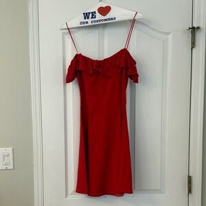 Zara Red Off Shoulder Ruffle Mini Dress